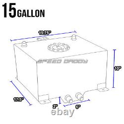 15 Gallon/57 Liter Polished Aluminum Racing Drift Fuel Cell Tank+level Sender
