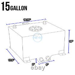 15 Gallon/57l Black Coat Aluminum Racing Gas Fuel Cell Tank/2sump+level Sender