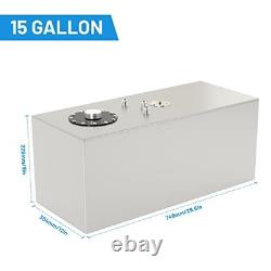 15 Gallon 60L Top-Feed Fuel Cell Gas Tank Can, Universal 15 gallon Silver