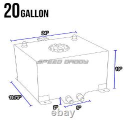 20 Gallon/78l Polished Aluminum Racing/drifting Fuel Cell Tank+cap+level Sender