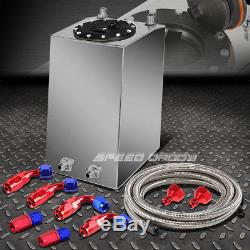 3 Gallon Polished Aluminum Racing Fuel Cell Gas Tank+cap+steel Braided Line Kit