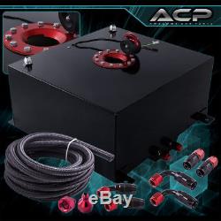 40L / 10 Gallons Black with Red Cap Fuel Cell Tank + Braided Oil Line 10AN Fitting