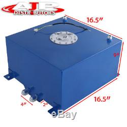 40 Liters Blue Fuel Cell Tank With Chrome Cap With Level Sender Nylon Oil Feed Line
