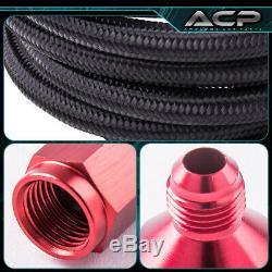 50L / 13 Gallons Black Aluminum Fuel Cell Tank Red Cap Oil Line 10AN Fittings