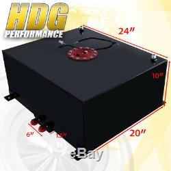 80 Liter / 21 Gallon Black Aluminum Fuel Cell Tank With Red Cap Track Upgrade