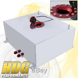 80 Liter / 21 Gallon Chrome Aluminum Fuel Cell Tank With Red Cap Track Upgrade