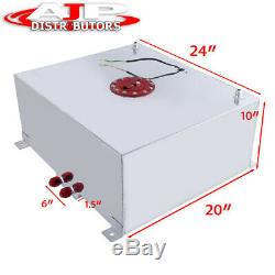 80 Liter Aluminum Fuel Cell Tank Red Cap Level Sender + Oil Feed Line