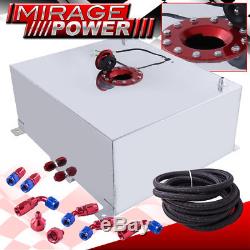 80 Liters 21 Gallons Aluminum Fuel Cell Tank Red Cap + Braided Oil Line