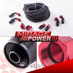80 Liters 21 Gallons Black Aluminum Fuel Cell Tank Red Cap + Braided Oil Line