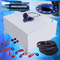Aluminum 21 Gallon Fuel Cell Tank with Blue Cap + Braided Nylon Oil Feed Line