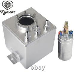 Aluminum 2L Racing AN6 Swirl Fuel Surge Pot Tank With 044 Fuel Pump External NEW