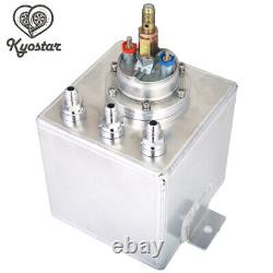 Aluminum 2L Racing AN6 Swirl Fuel Surge Pot Tank With 044 Fuel Pump External NEW