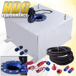 Aluminum Fuel Cell Gas Tank 13 Gallon 50 Liters Blue Cap Braided Oil Feed Line
