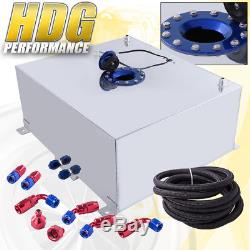 Aluminum Fuel Cell Gas Tank 21 Gallon 80 Liters Blue Cap + Oil Feed Line