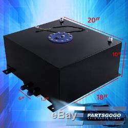 Black Aluminum 15 Gallon Fuel Cell Tank with Blue Cap Braided Nylon Oil Feed Line