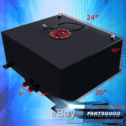 Black Aluminum 21 Gallon Fuel Cell Tank with Red Cap + Braided Nylon Oil Feed Line