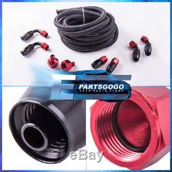 Black with Red Cap 10 Gallon Fuel Tank + Braided Oil Feed Line Red Swivel Fitting