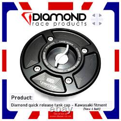 DIAMOND QUICK RELEASE FUEL TANK CAP KAWASAKI NINJA 650 2017 on'17+ 4 BOLT