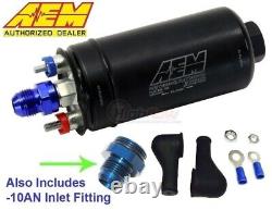 GENUINE AEM 50-1005 Inline Fuel Pump 380LPH Bosch 044 Style + 10AN Inlet Fitting