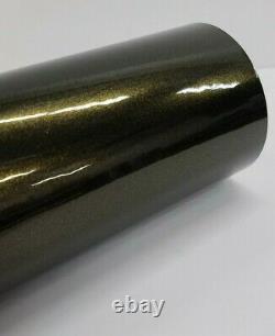 Gloss Glossy Black GOLD Sparkle Metallic Vinyl Car Wrap Film Sticker Decal Sheet