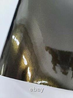 Gloss Glossy Black GOLD Sparkle Metallic Vinyl Car Wrap Film Sticker Decal Sheet