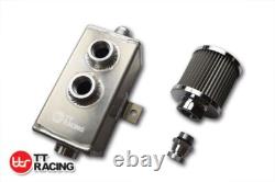 Oil Breather Catch Tank 1L AN10 Filter Drain Chrome Fittings Fuel Hose Kit