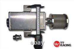 Oil Breather Catch Tank 1L AN10 Filter Drain Chrome Fittings Fuel Hose Kit