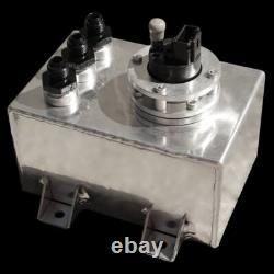 Polished 1 Litre Swirl Pot/Tank with 340 LPH Fuel Pump + Black AN-6 Fittings