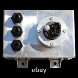 Polished 1 Litre Swirl Pot/Tank with 340 LPH Fuel Pump + Black AN-6 Fittings
