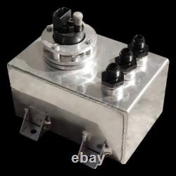 Polished 1 Litre Swirl Pot/Tank with 340 LPH Fuel Pump + Black AN-6 Fittings