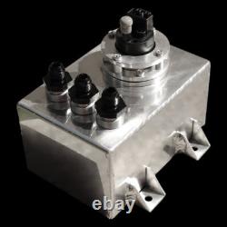 Polished 1 Litre Swirl Pot/Tank with 340 LPH Fuel Pump + Black AN-6 Fittings