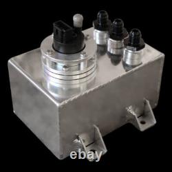 Polished 1 Litre Swirl Pot/Tank with 340 LPH Fuel Pump + Black AN-6 Fittings