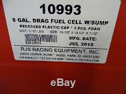 RJS Racing 8 Gallon Drag Fuel Cell with Sump 10993 Recessed Plastic Cap 3pcs foam