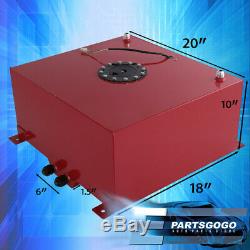 Red Aluminum 15 Gallon Fuel Cell Tank With Black Cap + Braided Nylon Oil Feed Line