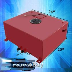 Red Aluminum 21 Gallon Fuel Cell Tank with Black Cap + Braided Nylon Oil Feed Line