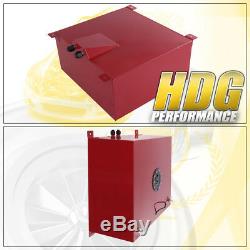 Red Aluminum Fuel Cell Gas Tank 15 Gallon 60 Liters with Black Cap + Oil Feed Line